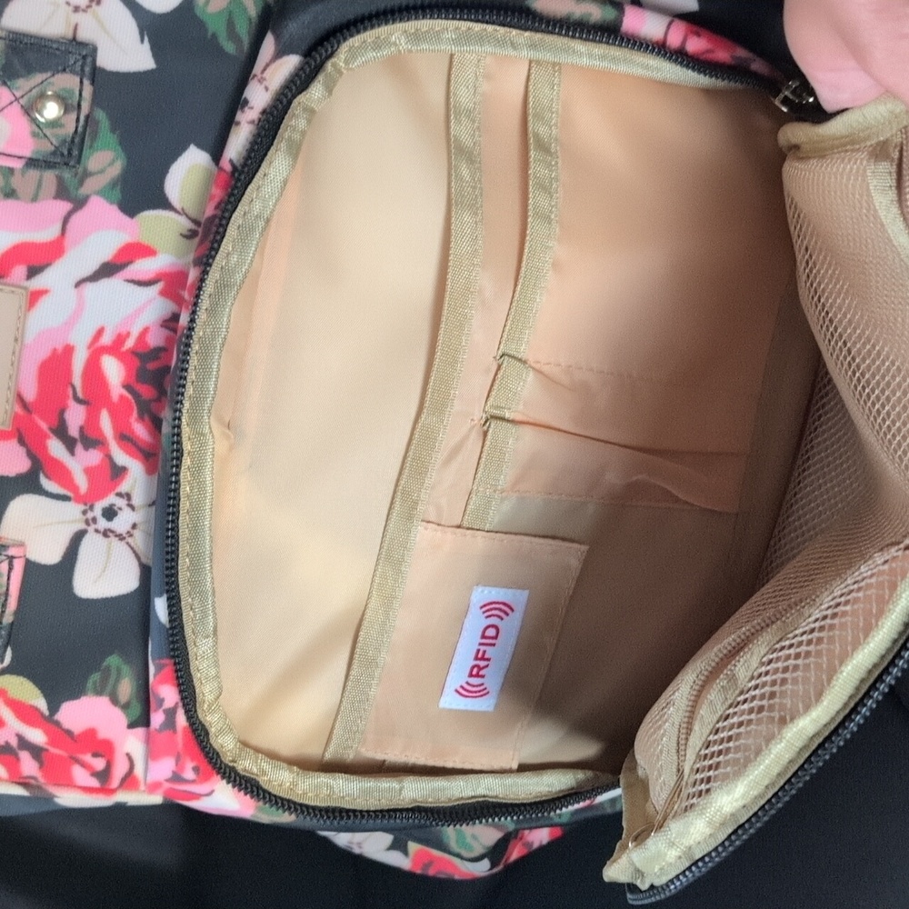 Vsnoon Laptop Backpack With Grey Pink Floral Design - Picture 9 of 12